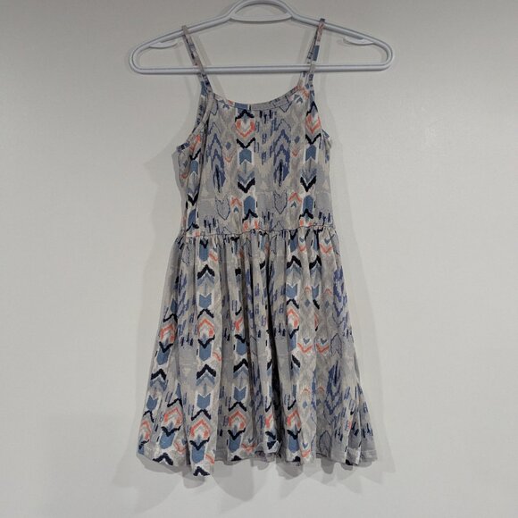 Bella & Birdie Ikat Patterned Dress Periwinkle Blue Peach Size Medium - Picture 1 of 3